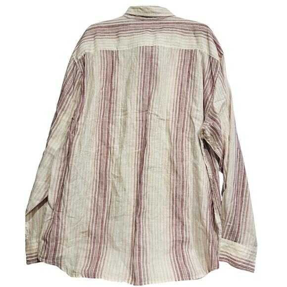 Tommy Bahama 100% Linen Long Sleeve XXLarge Purple/Pink / White Men's Button - Picture 7 of 8